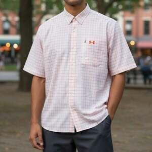 Men's Under Armour UPF 30 Drift Tide 2.0 Plaid Performance Short Sleeve Button-D